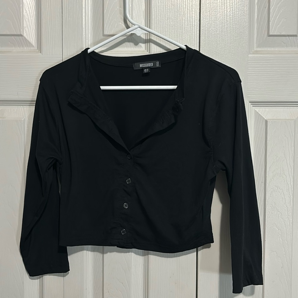 MISSGUIDED CROPPED BUTTON UP